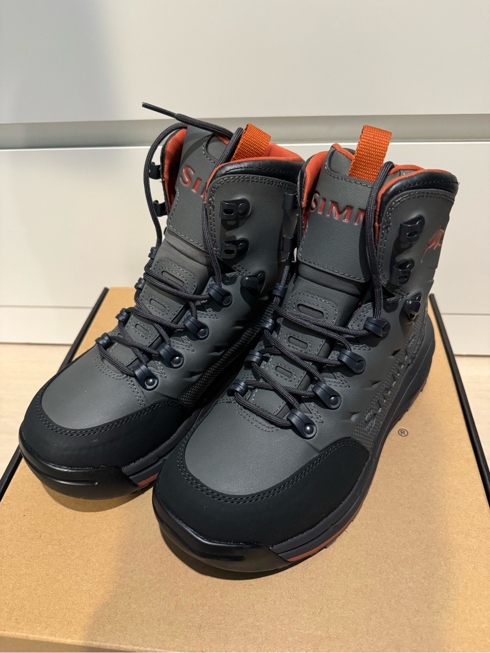 Simms Men's Gray and Orange Freestone Waterproof Outdoor Boots